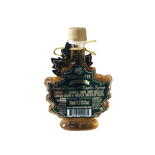 Pure maple syrup - purer Ahornsirup aus Kanada, Grade A, Golden, Glasflasche Ahornblatt, 50ml